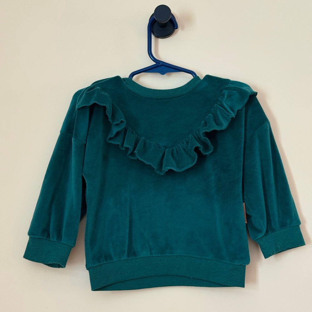 Stylish Teal Kids Sweater with Ruffles